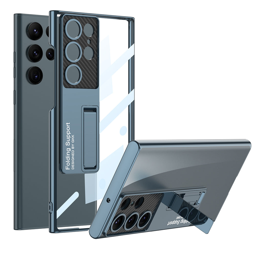 GKK Phantom Bracket Series for Samsung Galaxy S23 Ultra Electroplating Phone Case Clear Hard PC Kickstand Shockproof Cover GKK Phantom Bracket Series for Samsung Galaxy S23 Ultra Electroplating Phone Case Clear Hard PC Kickstand Shockproof Cover
